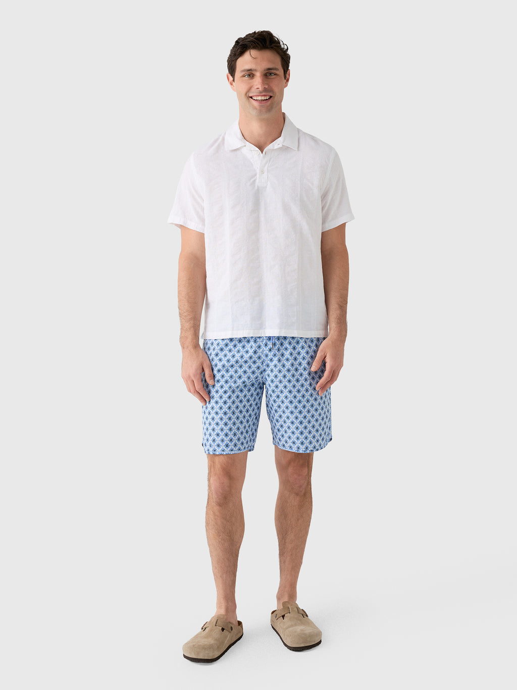 Onia Men's Cotton Linen Pop-Over Polo - Saint Bernard