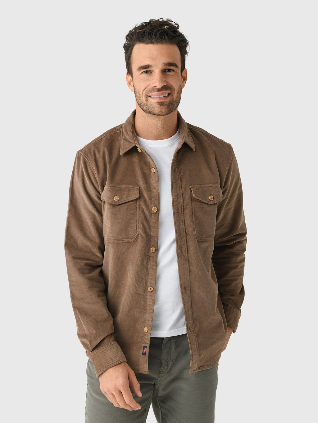 Faherty Brand Men's Stretch Terry Corduroy Workshirt - Saint Bernard