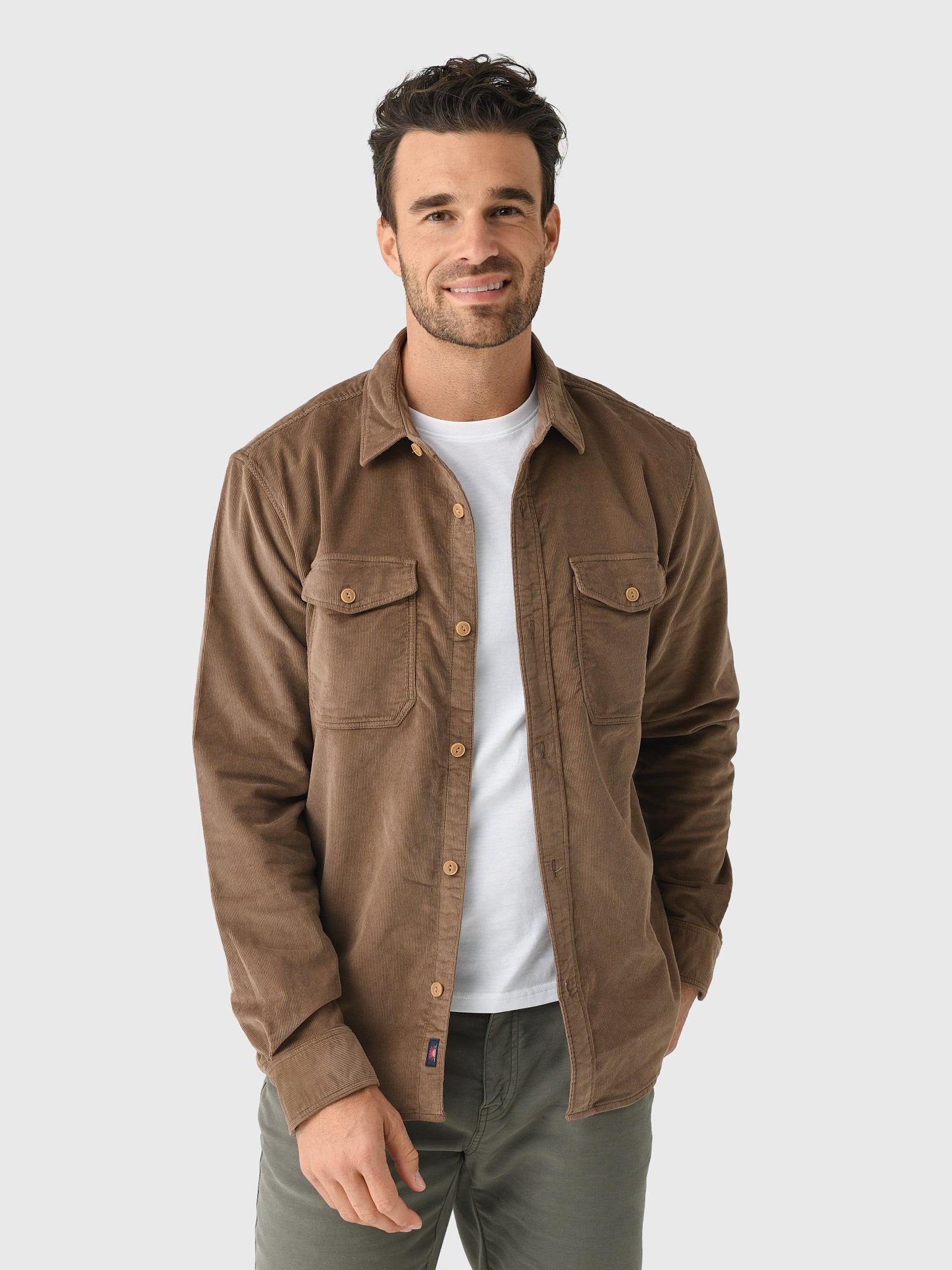 Faherty Brand Men's Stretch Terry Corduroy Workshirt - Saint Bernard