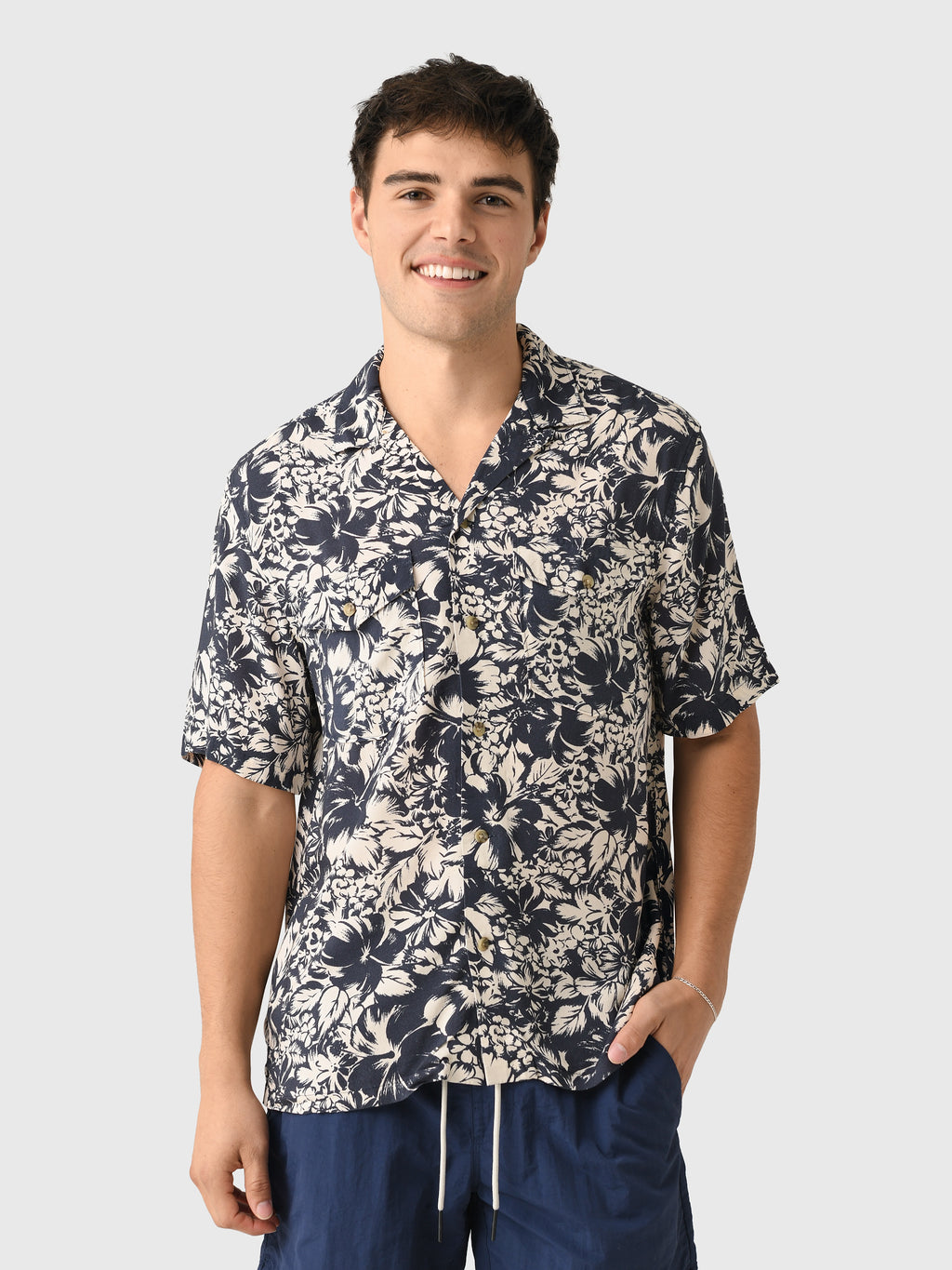 Faherty Brand Men's Short Sleeve Bali Camp Shirt - Saint Bernard