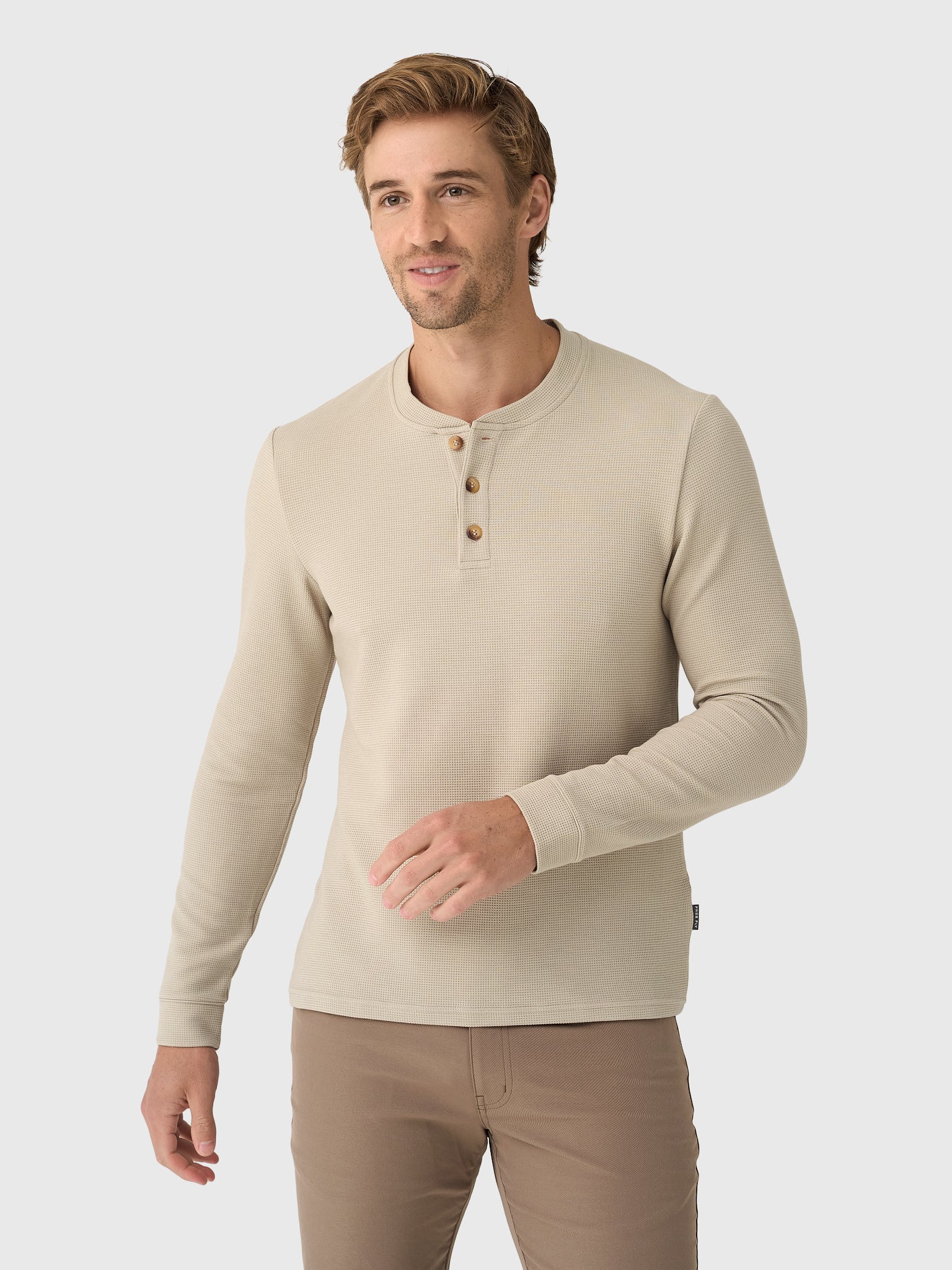 Free Fly Men's Waffle Long Sleeve Henley - Saint Bernard