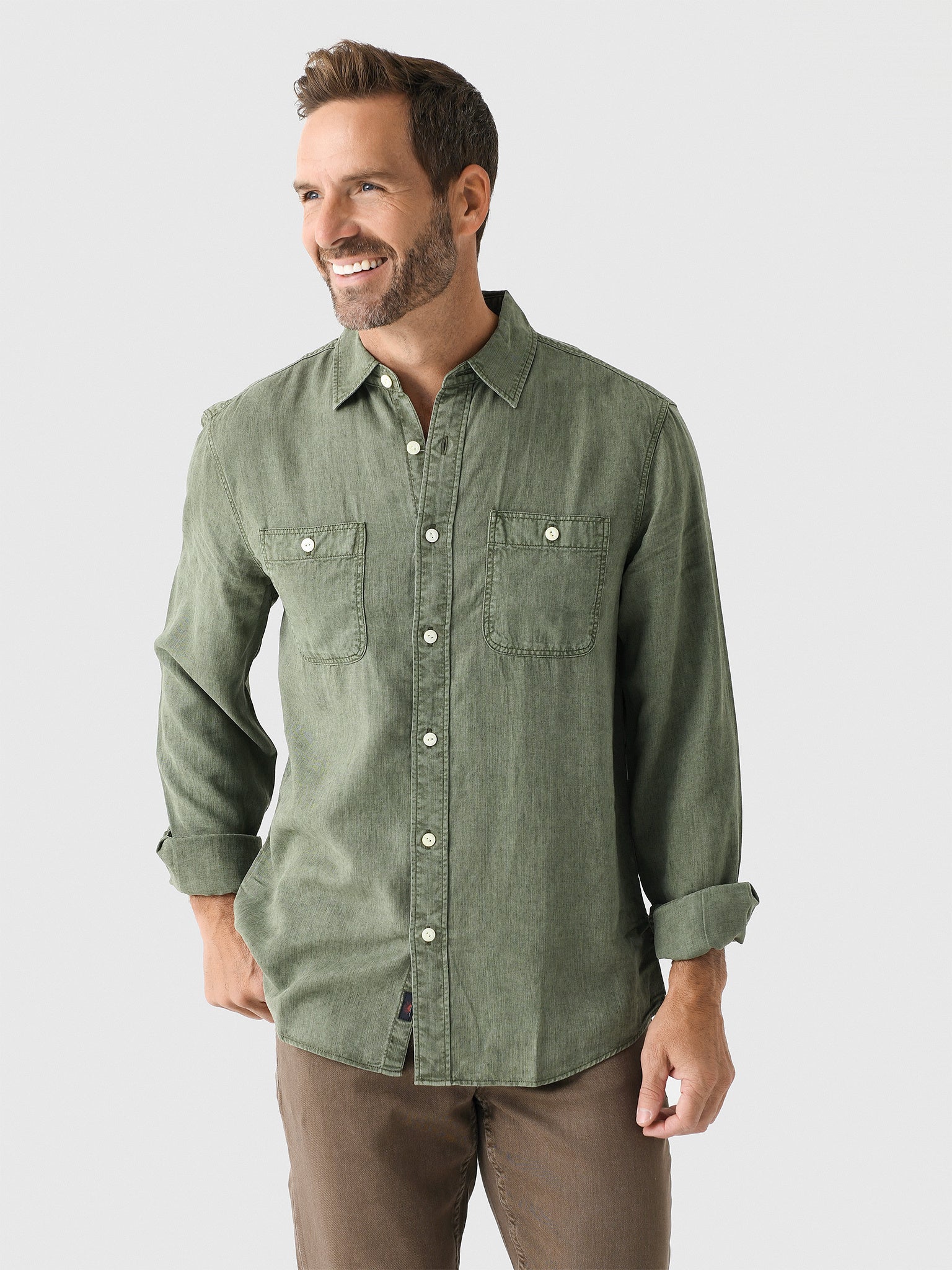 Faherty Brand Men's Tried + True Chambray Workshirt - Saint Bernard