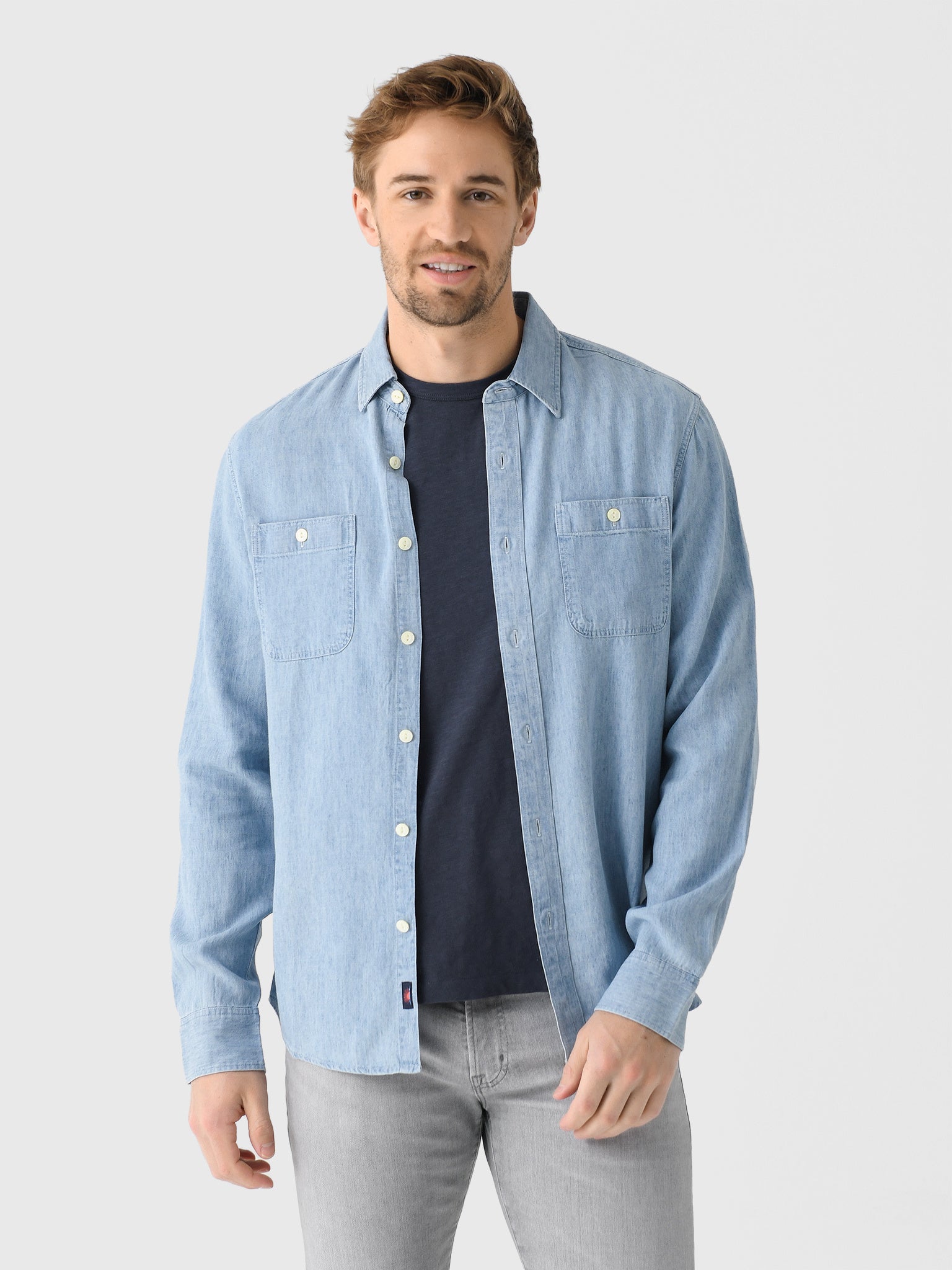 Faherty Brand Men's Tried + True Chambray Workshirt - Saint Bernard
