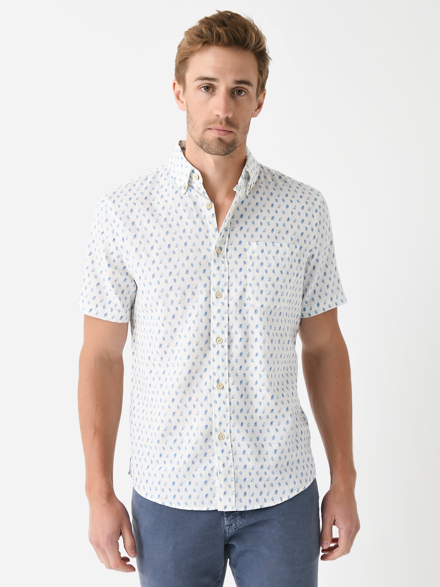 Faherty Brand Men's Short Sleeve Breeze Shirt - Saint Bernard