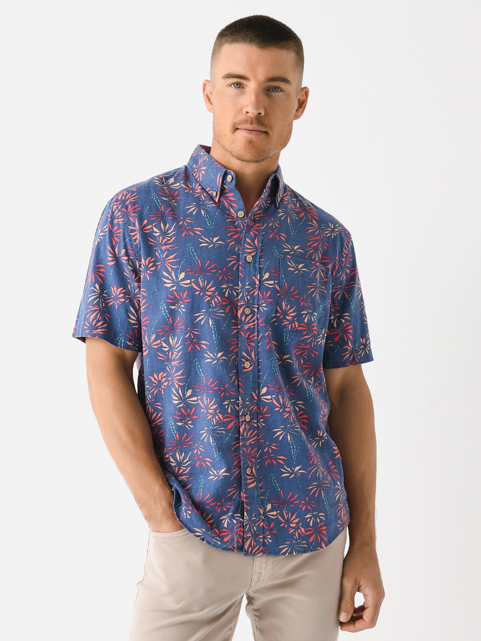 Faherty Brand Men's Short Sleeve Breeze Shirt - Saint Bernard