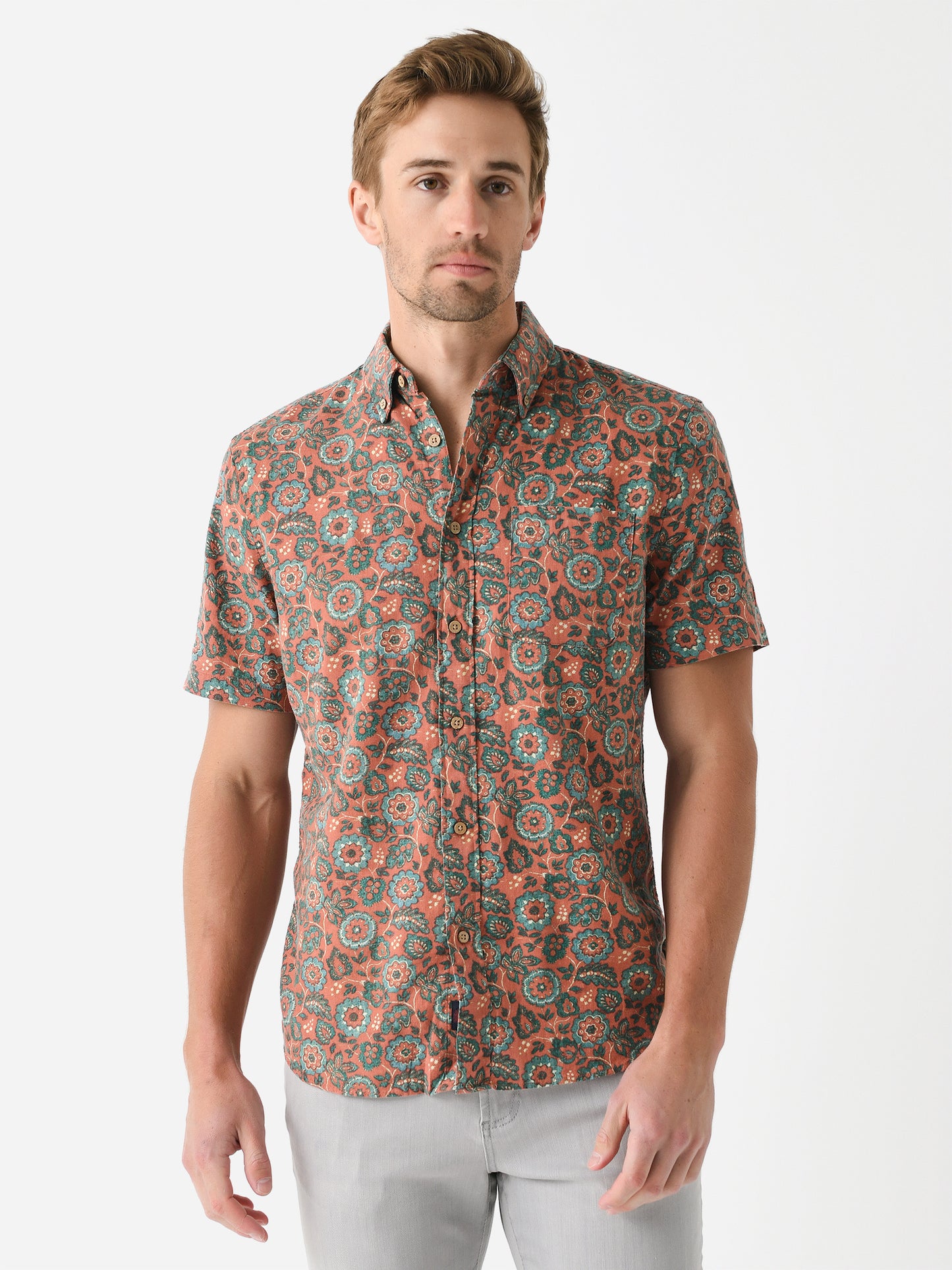 Faherty Brand Men's Short Sleeve Breeze Shirt - Saint Bernard