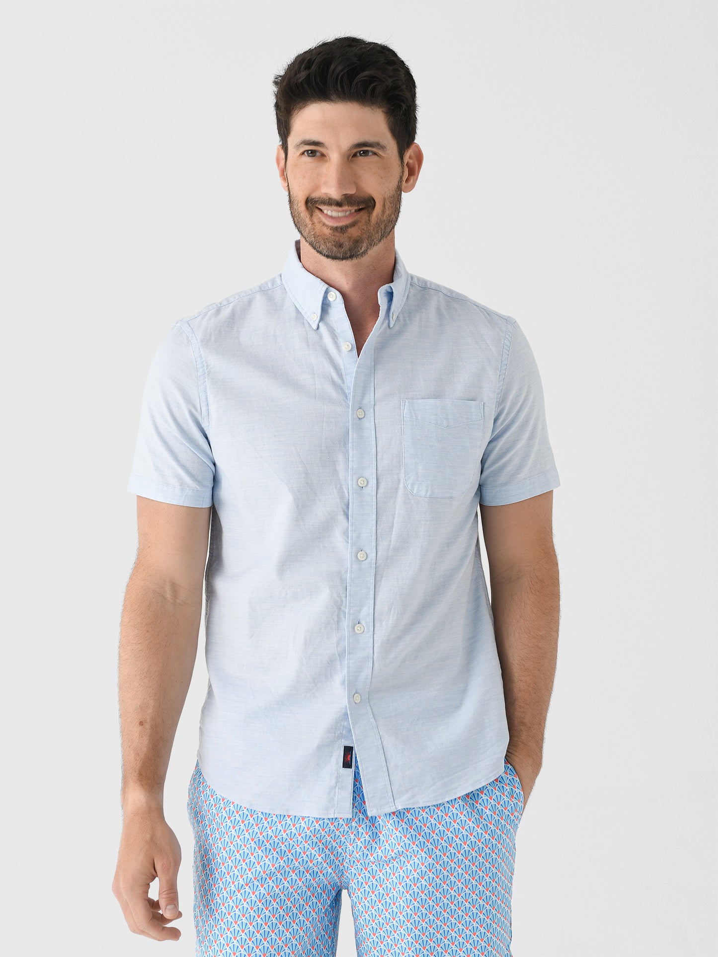 Faherty Brand Men's Short Sleeve Supima Oxford Shirt - Saint Bernard