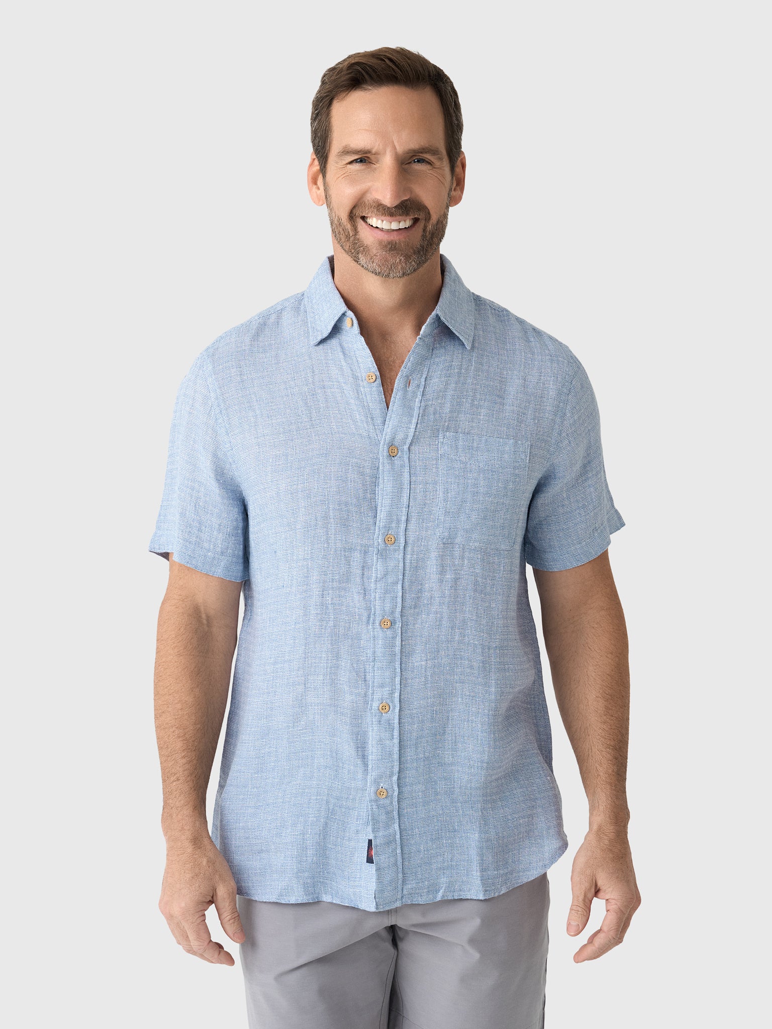 Faherty Brand Men's Short Sleeve Palma Linen Shirt - Saint Bernard