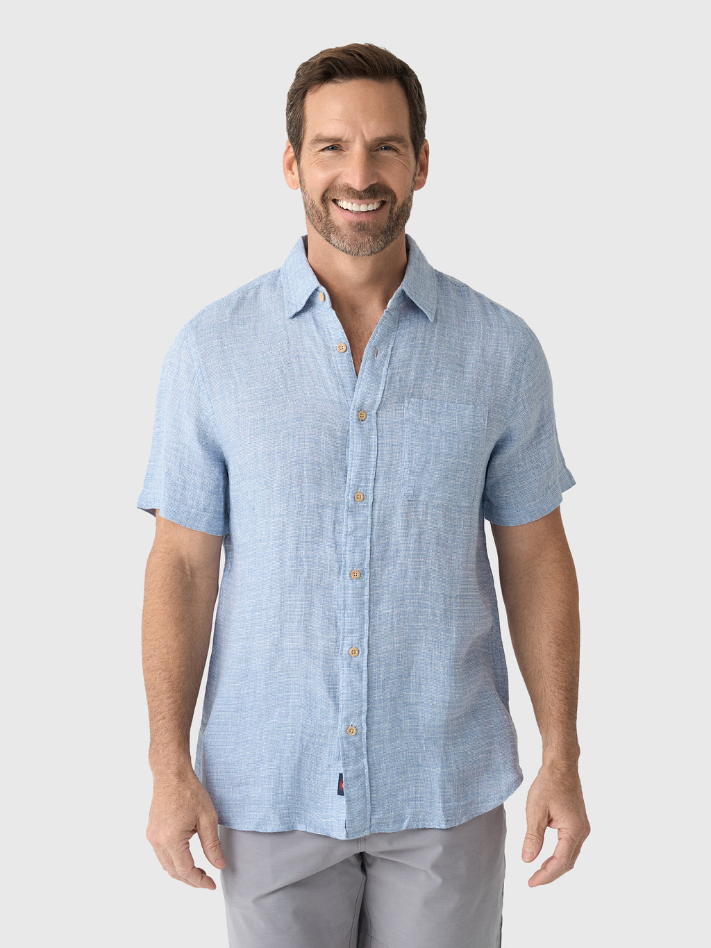 Faherty Brand Men's Short Sleeve Palma Linen Shirt - Saint Bernard