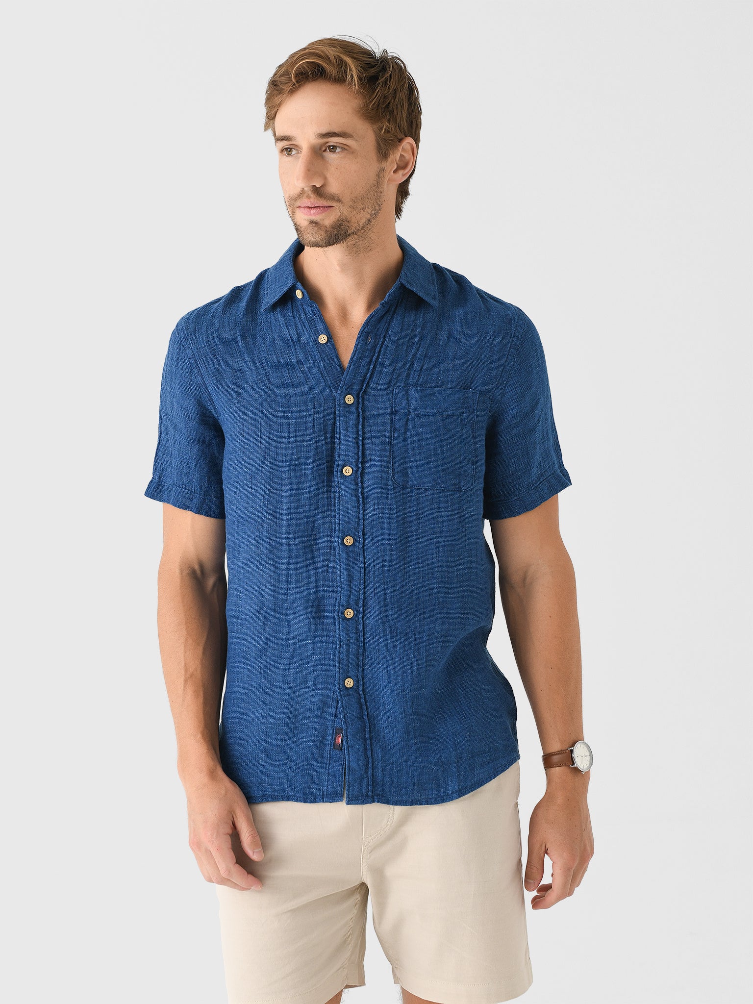 Faherty Brand Men's Short Sleeve Palma Linen Shirt - Saint Bernard