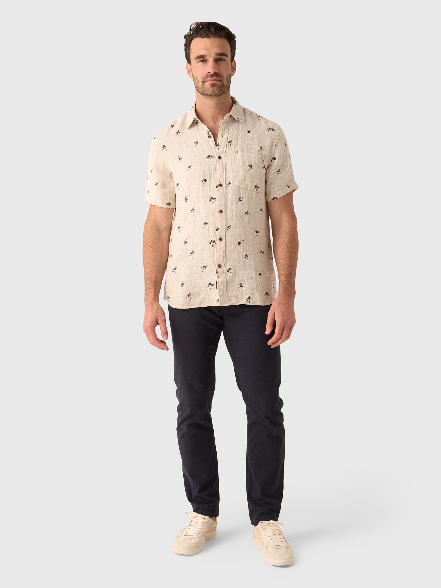 Faherty Brand Men's Short Sleeve Palma Linen Shirt - Saint Bernard