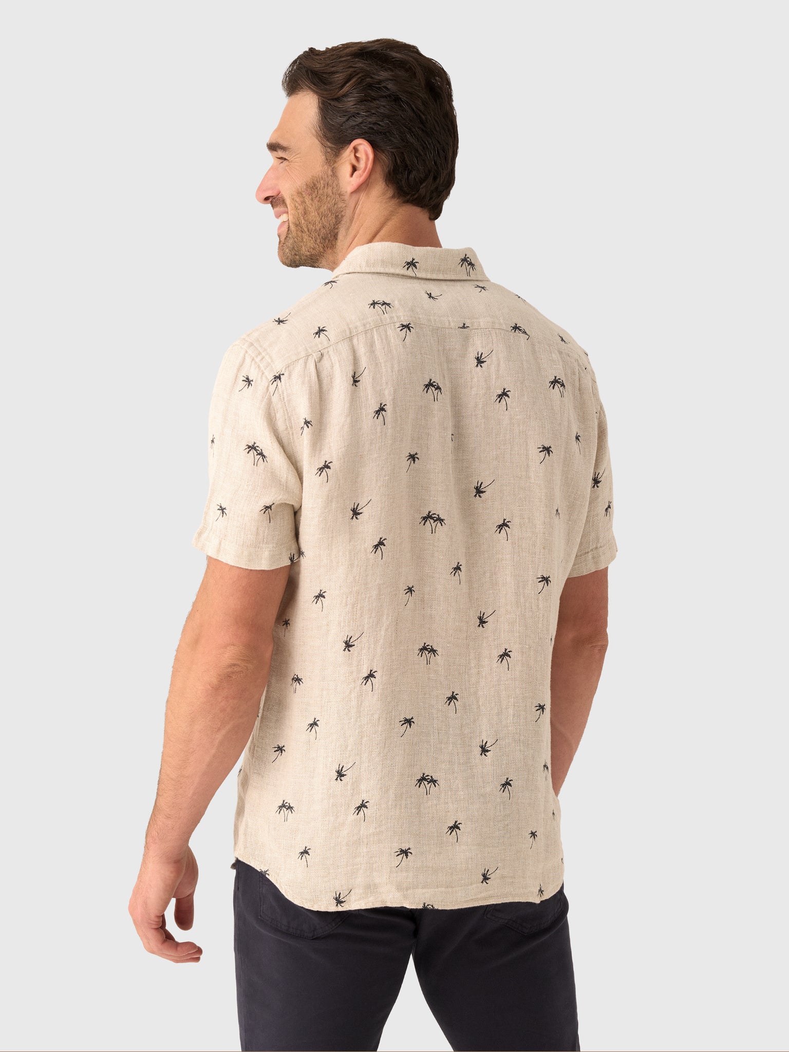 Faherty Brand Men's Short Sleeve Palma Linen Shirt - Saint Bernard