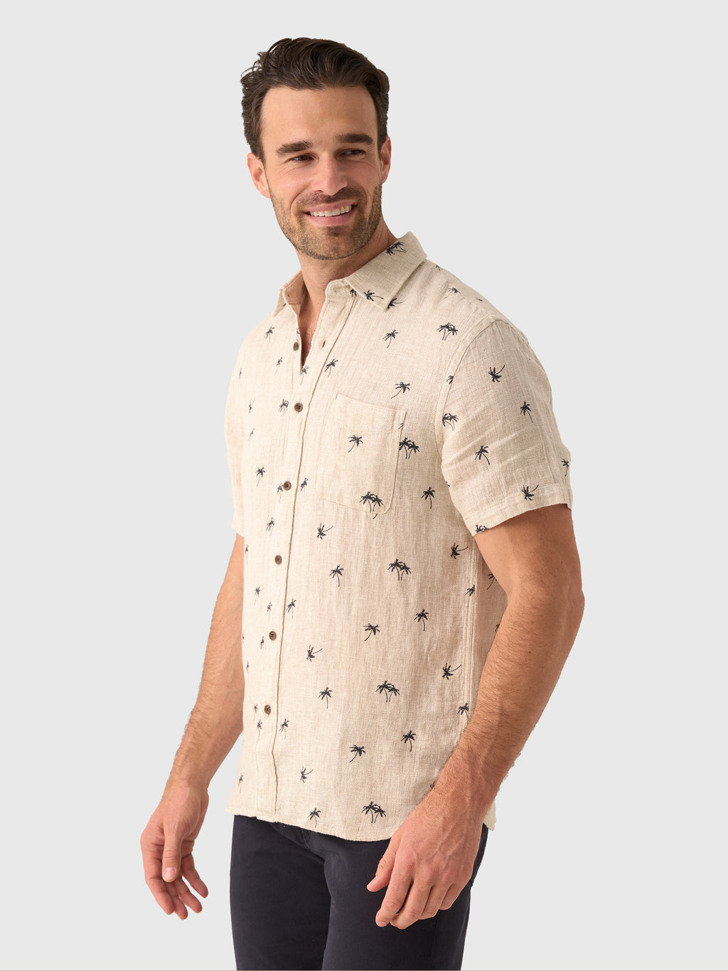 Faherty Brand Men's Short Sleeve Palma Linen Shirt - Saint Bernard