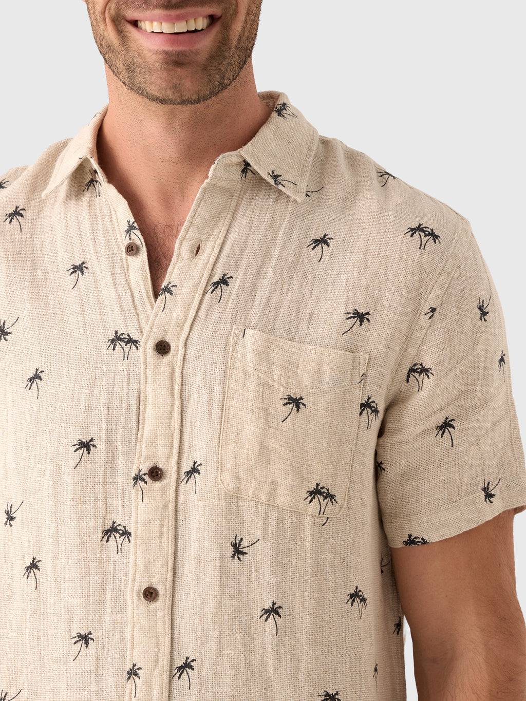 Faherty Brand Men's Short Sleeve Palma Linen Shirt - Saint Bernard