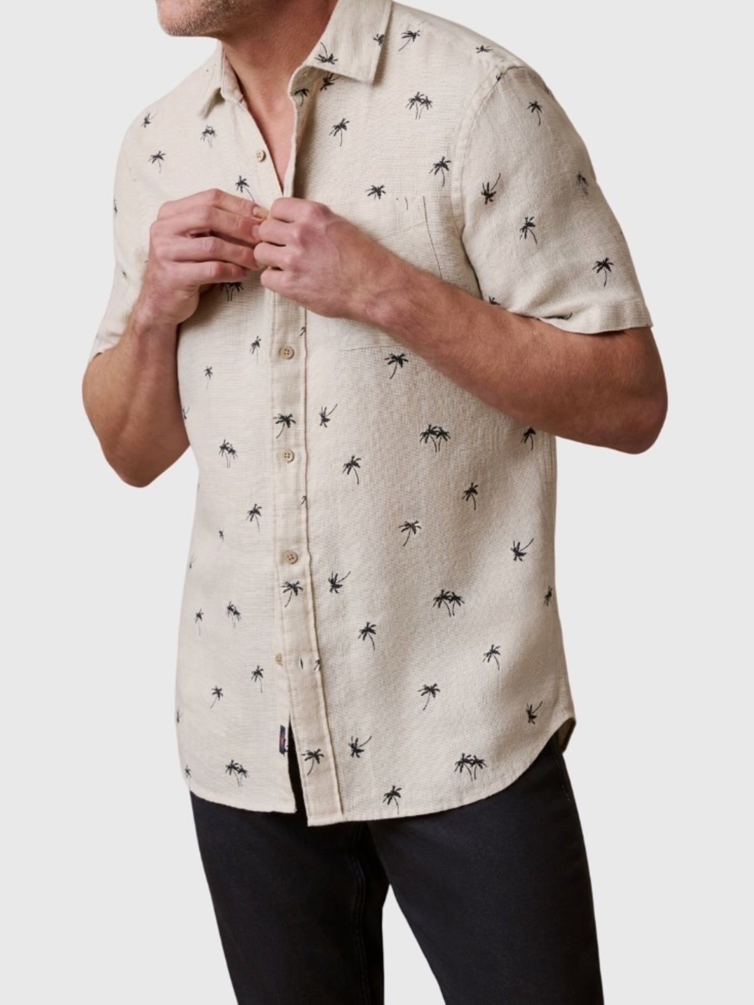 Faherty Brand Men's Short Sleeve Palma Linen Shirt - Saint Bernard