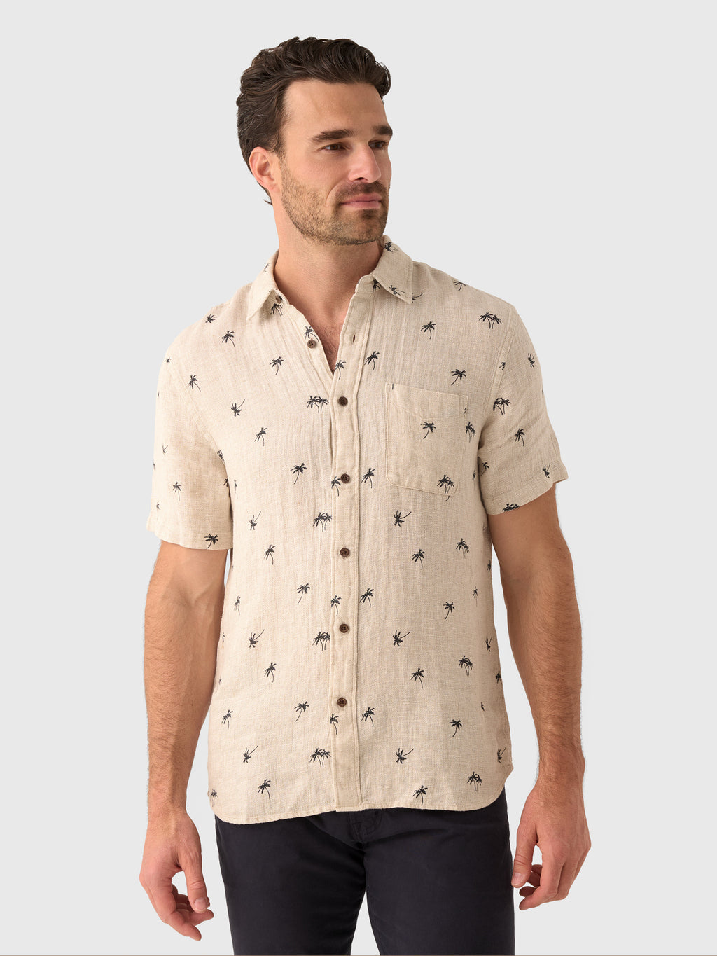 Faherty Brand Men's Short Sleeve Palma Linen Shirt - Saint Bernard