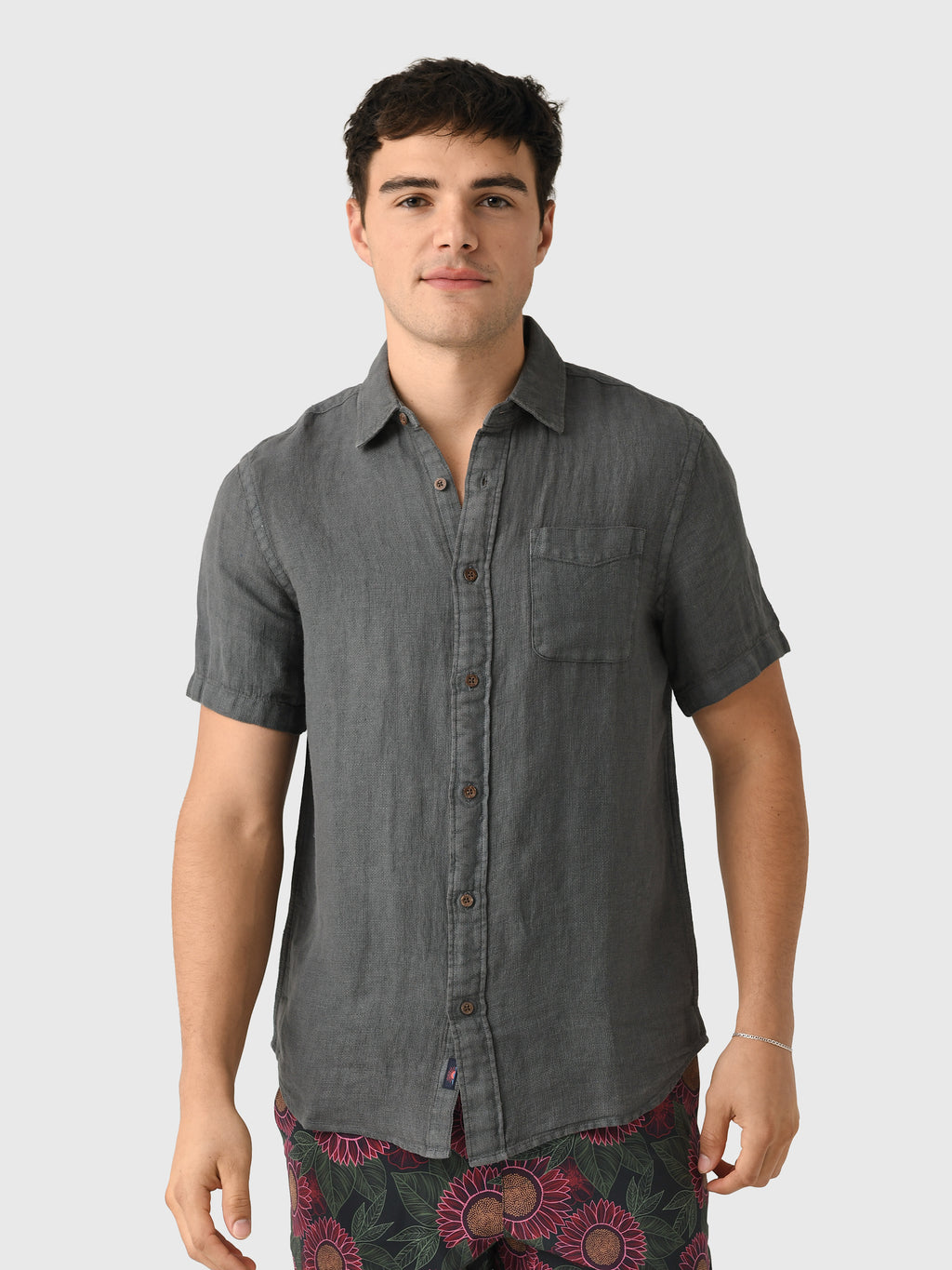 Faherty Brand Men's Short Sleeve Palma Linen Shirt - Saint Bernard