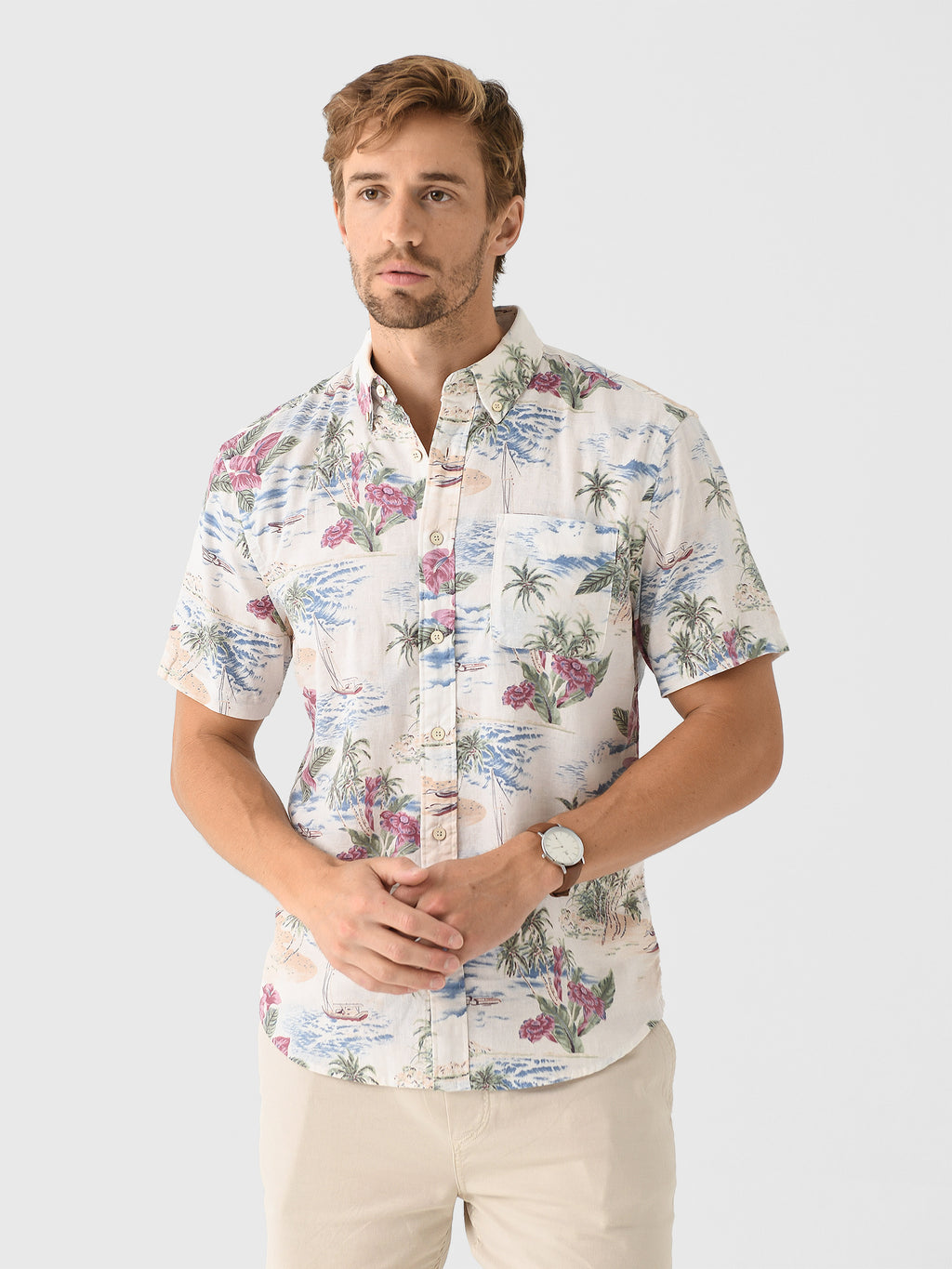 Faherty Brand Men's Short Sleeve Breeze Shirt - Saint Bernard