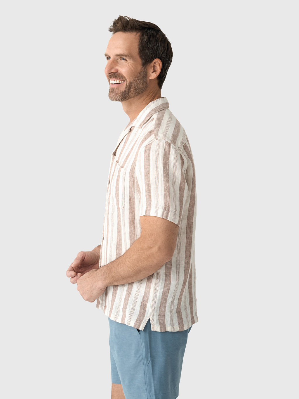 Faherty Brand Men's Short-Sleeve Palma Linen Camp Shirt - Saint Bernard