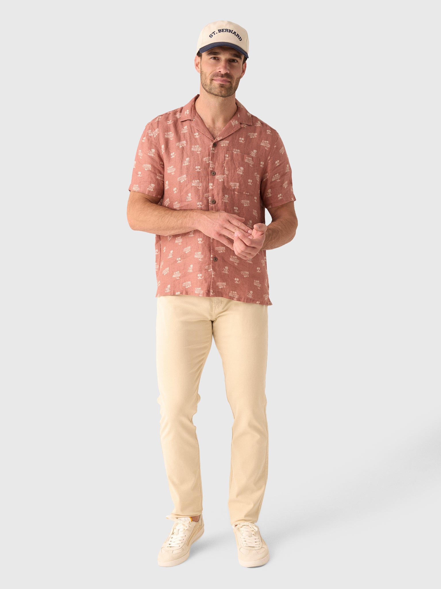 Faherty Brand Men's Short-Sleeve Palma Linen Camp Shirt - Saint Bernard