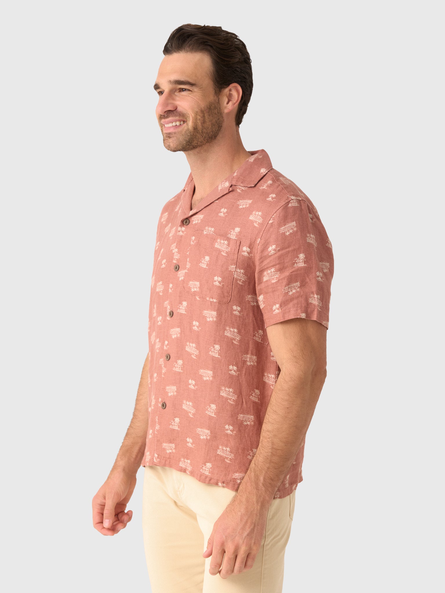 Faherty Brand Men's Short-Sleeve Palma Linen Camp Shirt - Saint Bernard