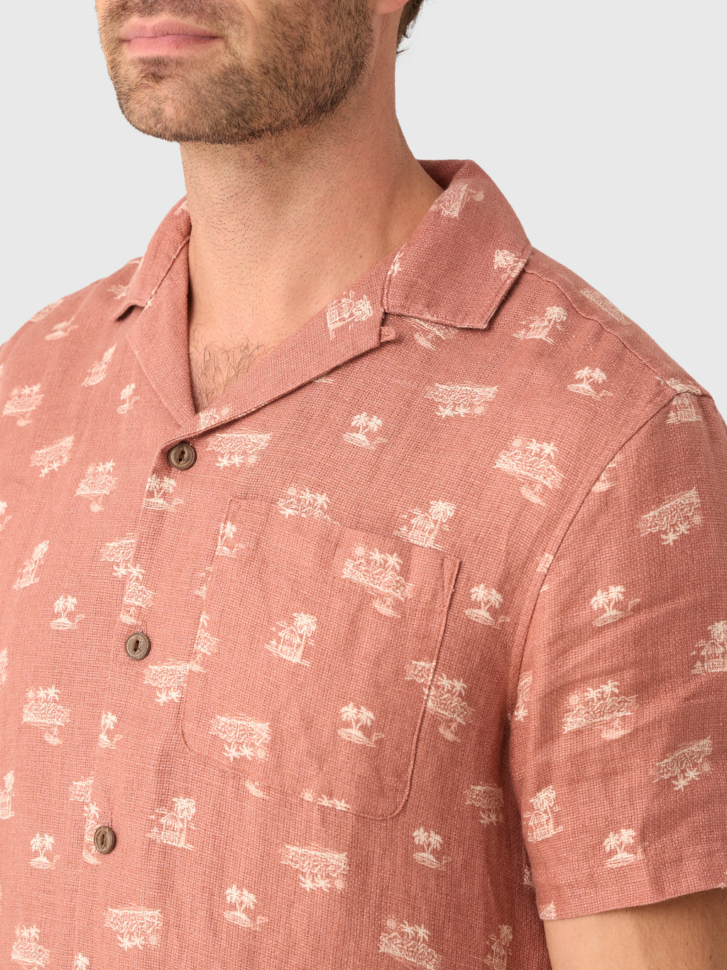 Faherty Brand Men's Short-Sleeve Palma Linen Camp Shirt - Saint Bernard