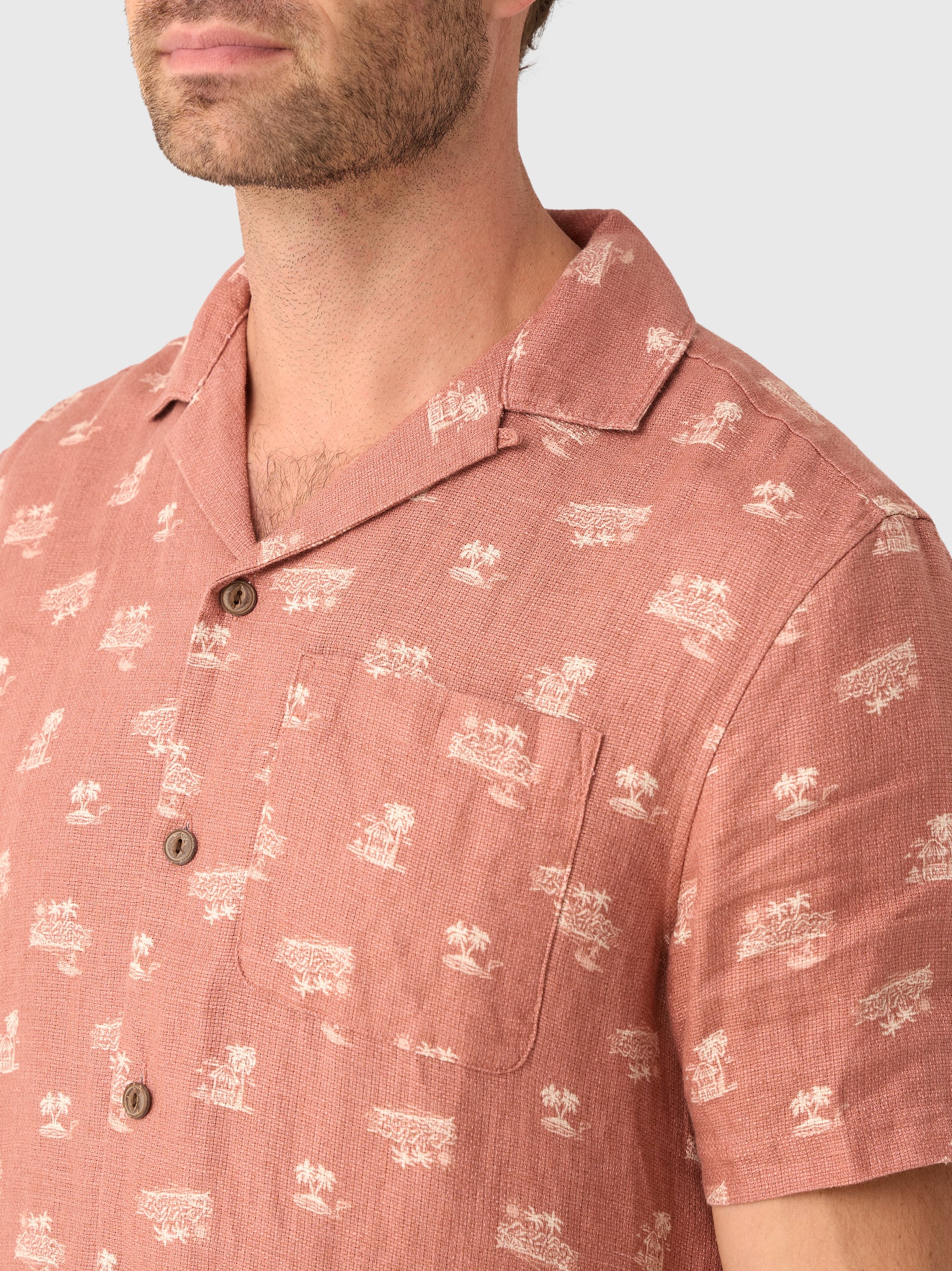 Faherty Brand Men's Short-Sleeve Palma Linen Camp Shirt - Saint Bernard