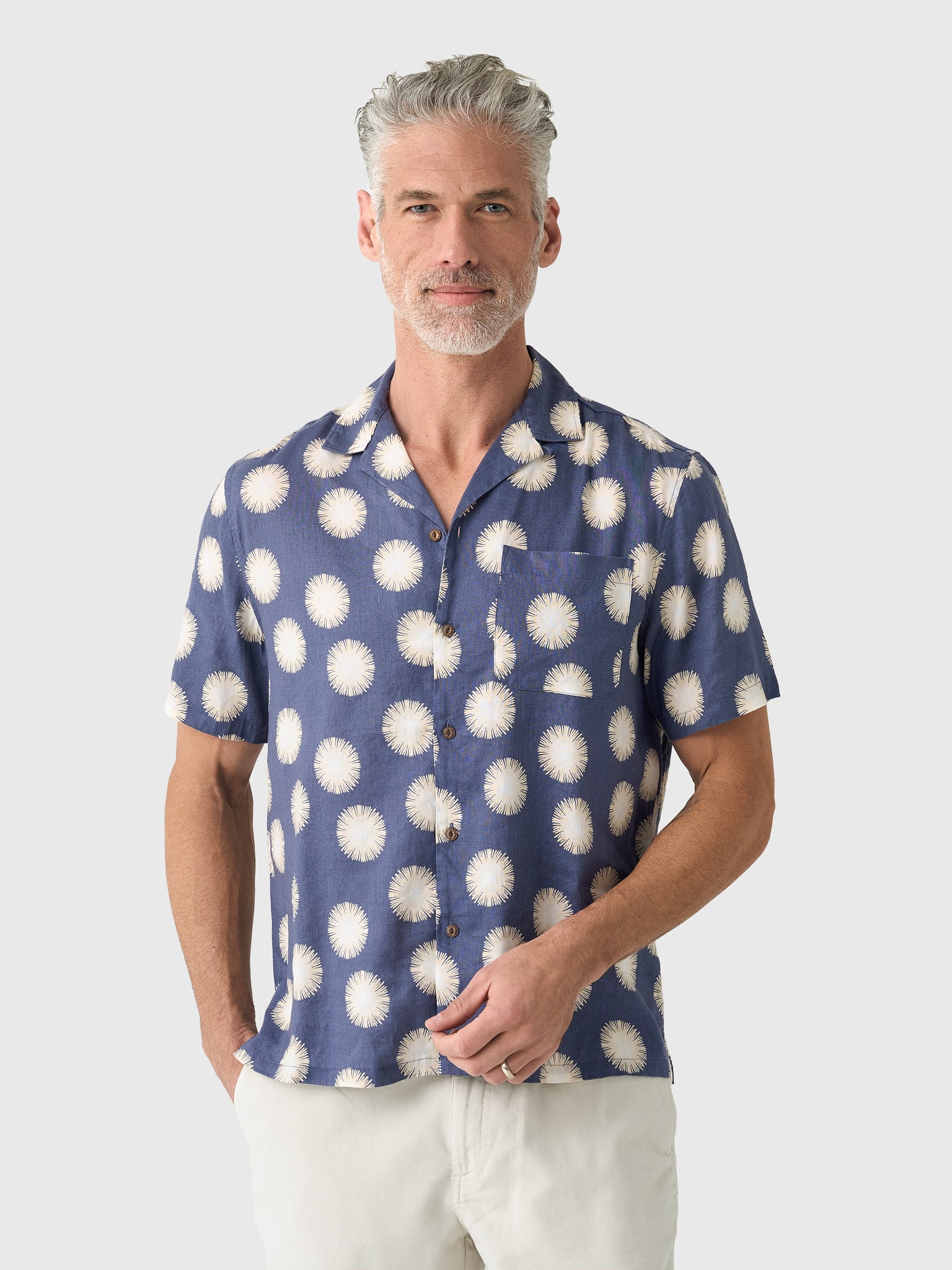 Faherty Brand Men's Short-Sleeve Breeze Camp Shirt - Saint Bernard