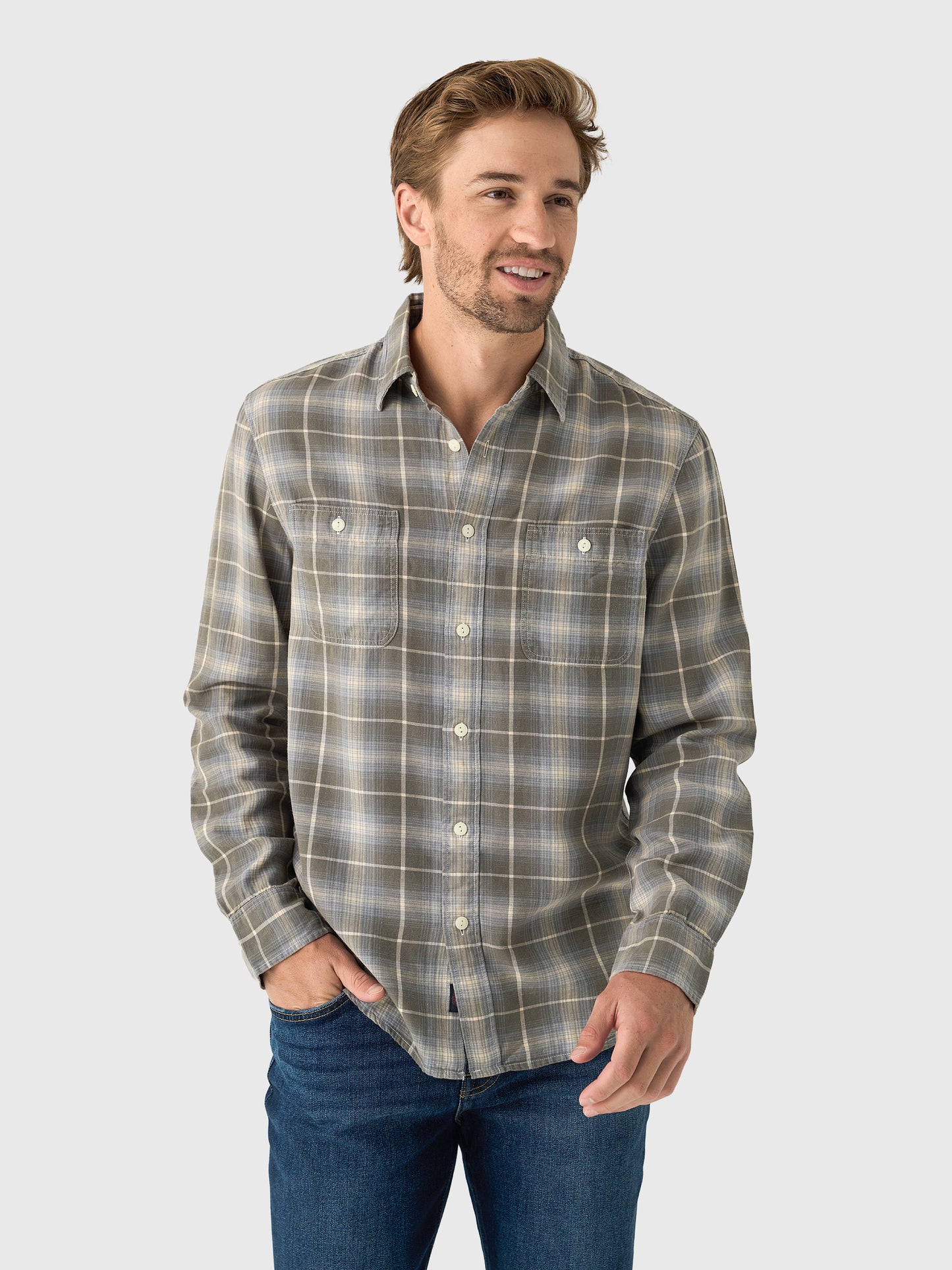 Faherty Brand Men's Tried + True Chambray Workshirt - Saint Bernard