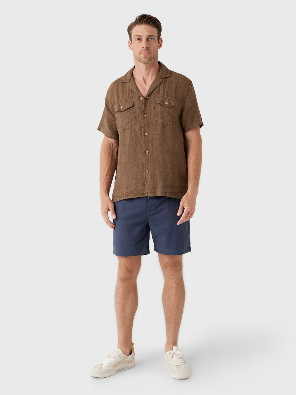 Faherty Brand Men's Short-Sleeve Reserve Basque Camp Shirt - Saint Bernard