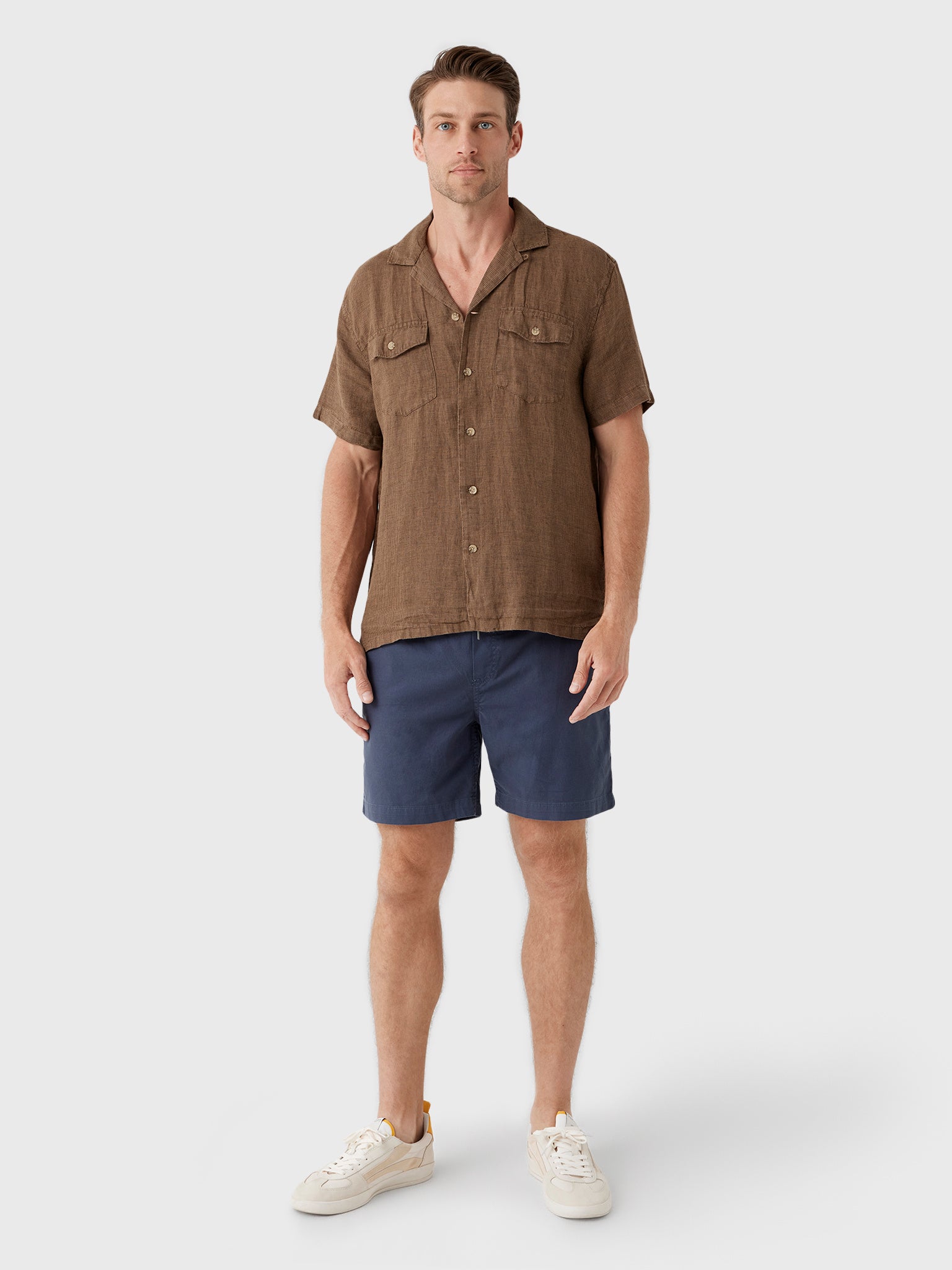 Faherty Brand Men's Short-Sleeve Reserve Basque Camp Shirt - Saint Bernard