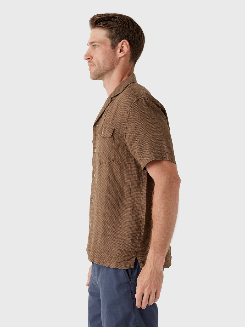 Faherty Brand Men's Short-Sleeve Reserve Basque Camp Shirt - Saint Bernard