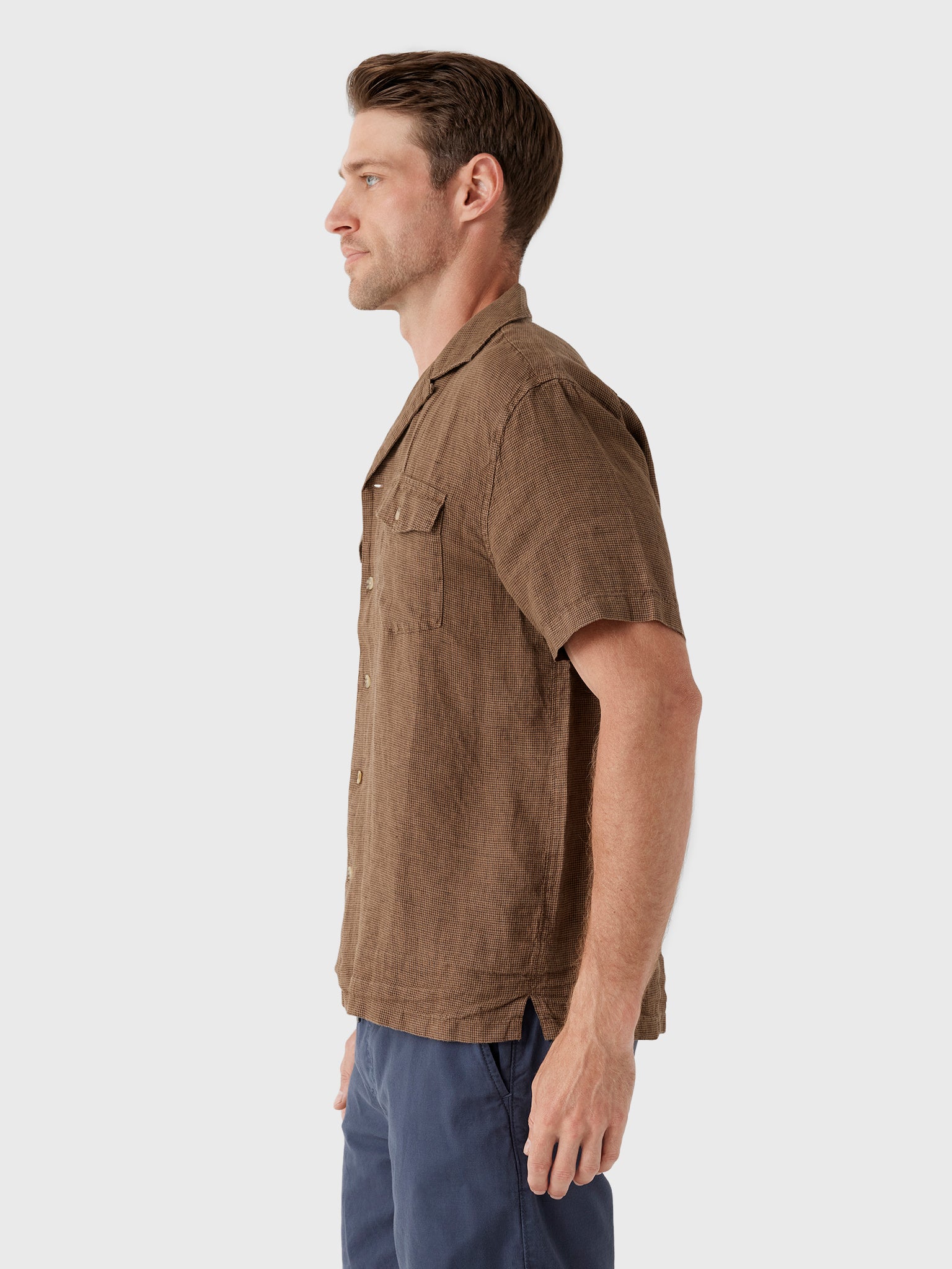Faherty Brand Men's Short-Sleeve Reserve Basque Camp Shirt - Saint Bernard