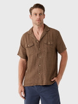 Faherty Brand Men's Short-Sleeve Reserve Basque Camp Shirt - Saint Bernard