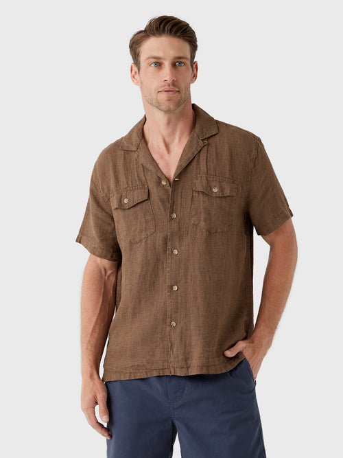 Faherty Brand Men's Short-Sleeve Reserve Basque Camp Shirt