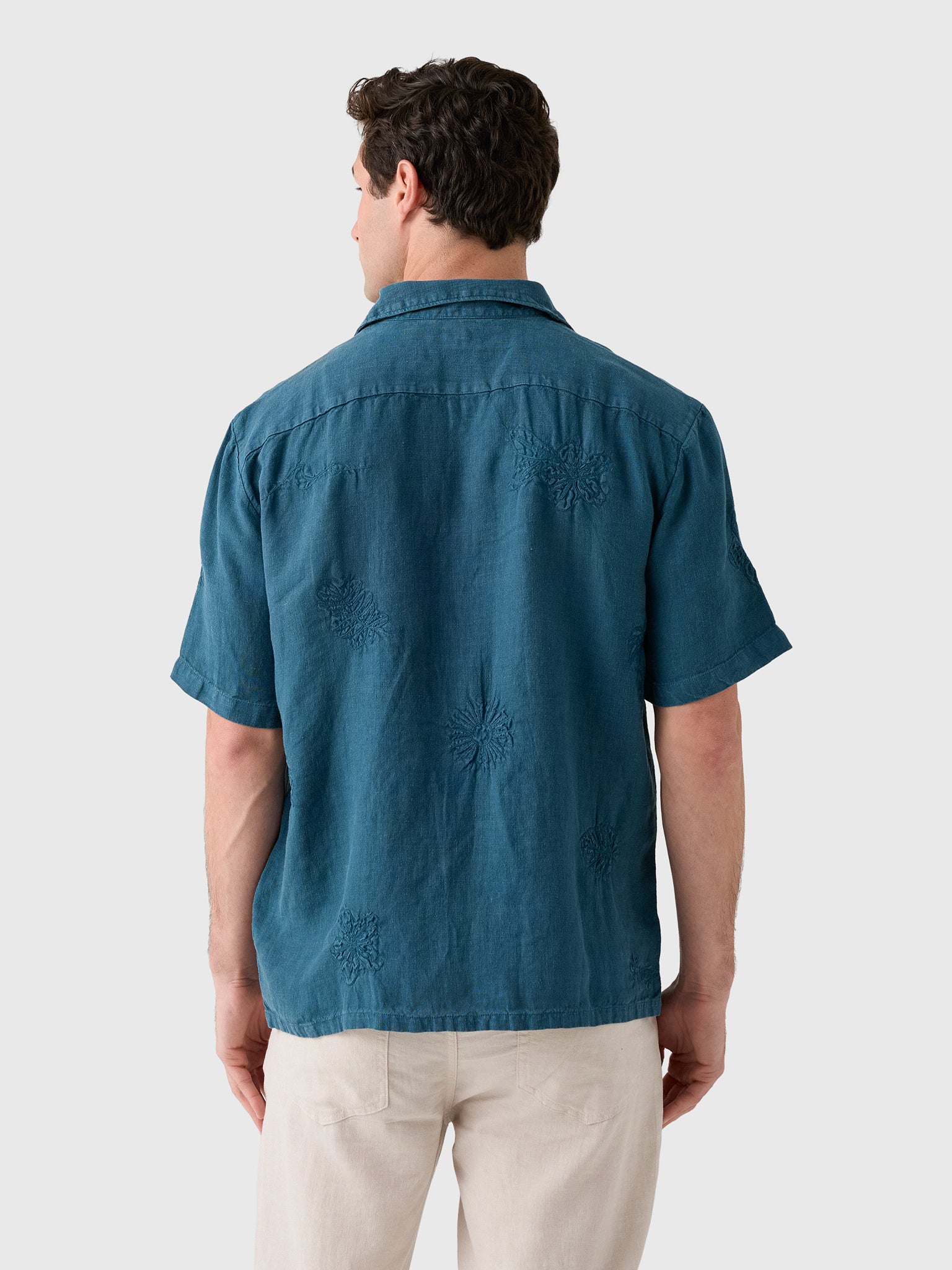 Faherty Brand Men's Short Sleeve Embroidered Shirt - Saint Bernard