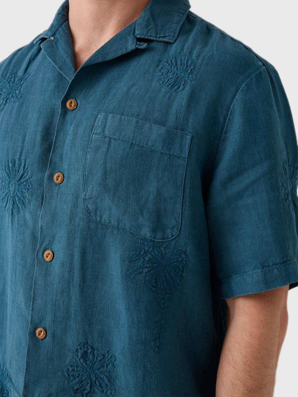 Faherty Brand Men's Short Sleeve Embroidered Shirt - Saint Bernard