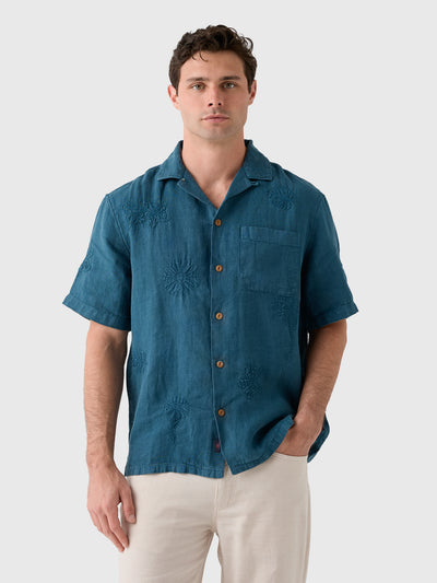 Faherty Brand Men's Short Sleeve Embroidered Shirt - Saint Bernard