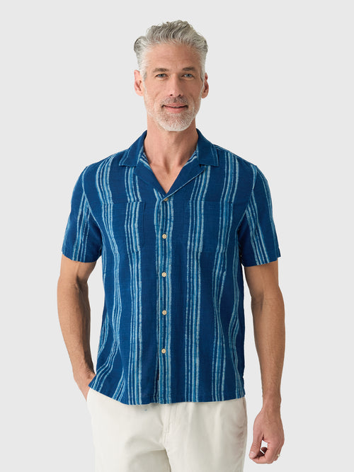 Faherty Brand Men's Short-Sleeve Indigo Camp Shirt