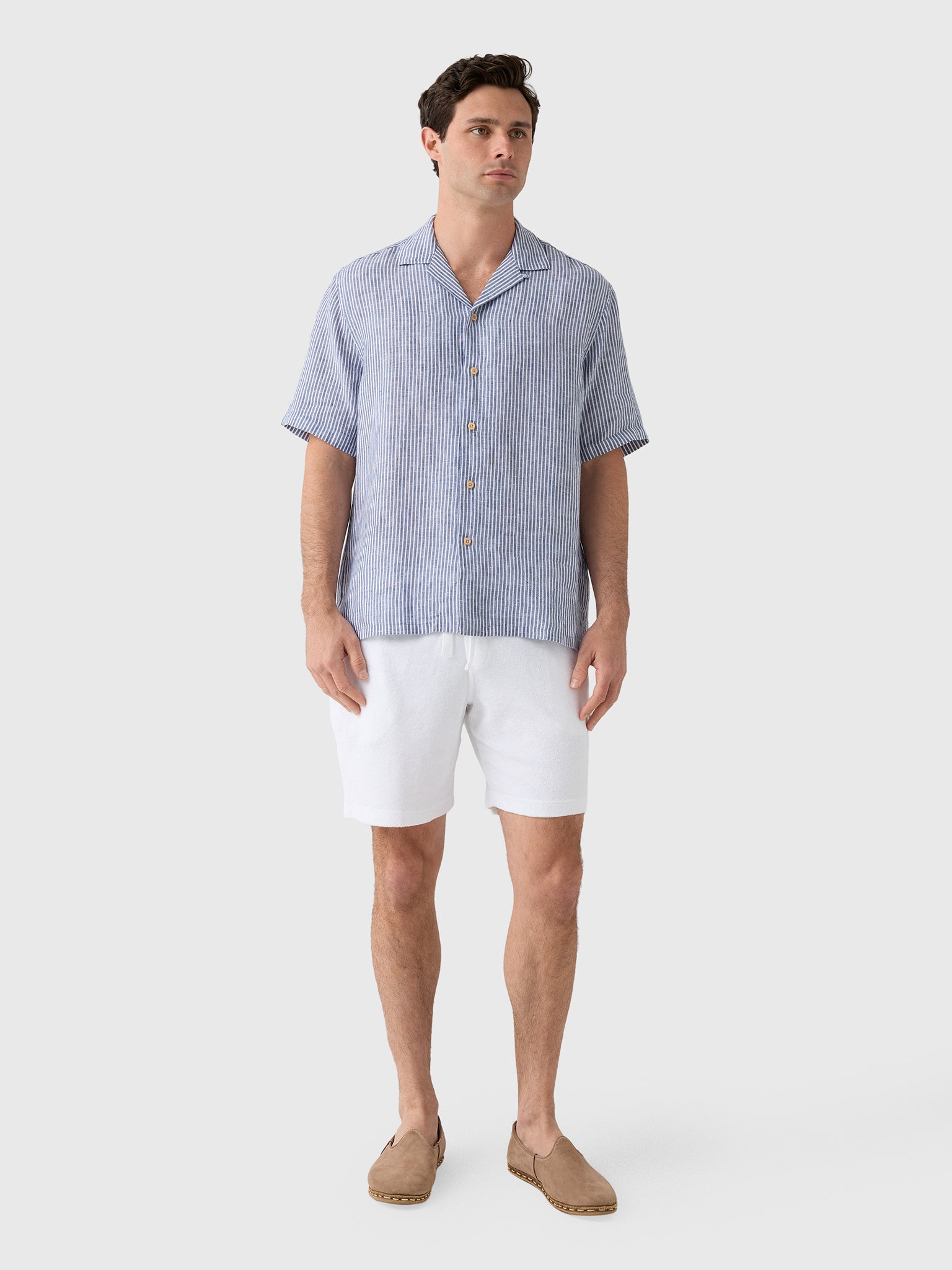 Faherty Brand Men's Short-Sleeve Laguna Linen Camp Shirt - Saint Bernard