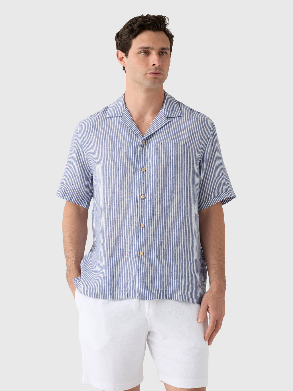Faherty Brand Men's Short-Sleeve Laguna Linen Camp Shirt - Saint Bernard