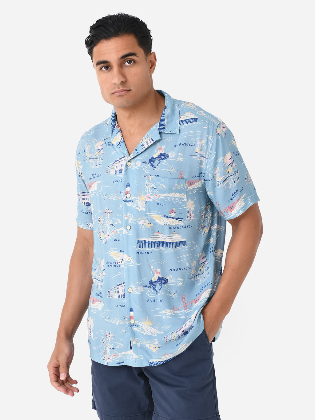 Faherty Brand Men's Short Sleeve Kona Camp Shirt - Saint Bernard