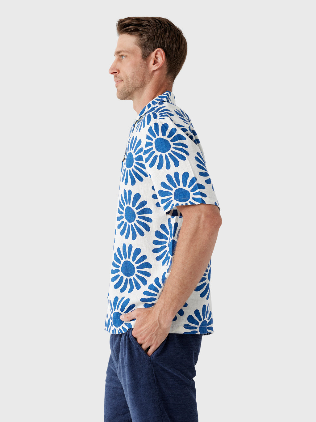 Faherty Brand Men's Short-Sleeve Linen Camp Shirt - Saint Bernard