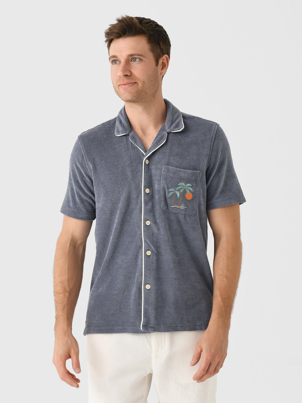 Faherty Brand Men's Short-Sleeve Cabana Towel Terry Shirt - Saint Bernard