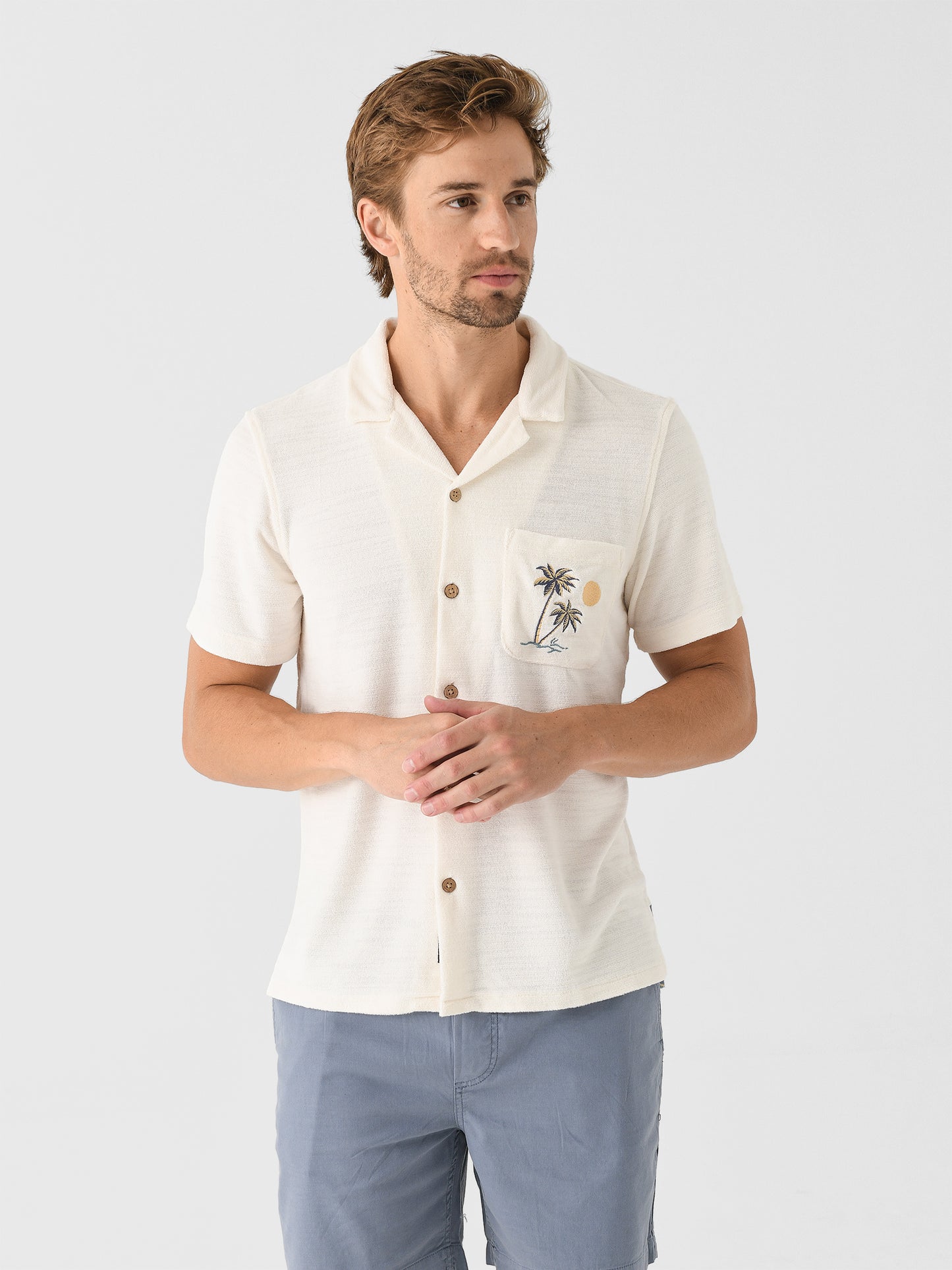 Faherty Brand Men's Short-Sleeve Cabana Towel Terry Shirt - Saint Bernard