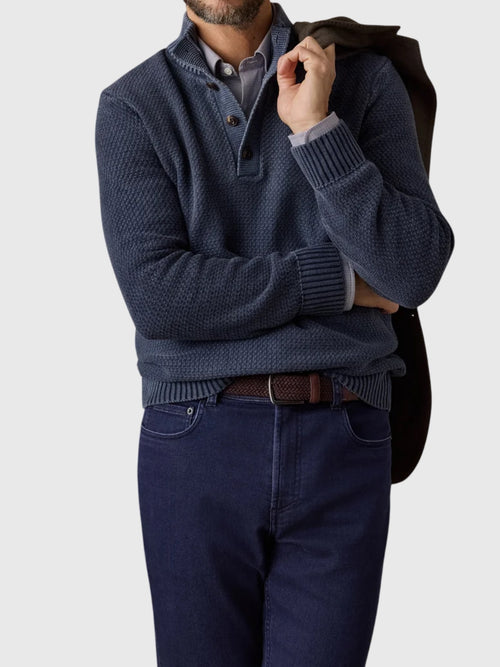 Faherty Brand Men's Sunwashed Dockside Quarter Button Sweater