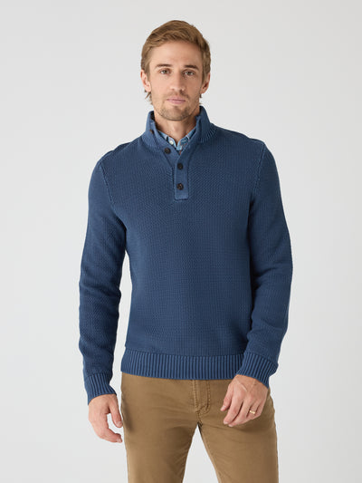 Faherty Brand Men's Sunwashed Dockside Quarter Button Sweater - Saint Bernard