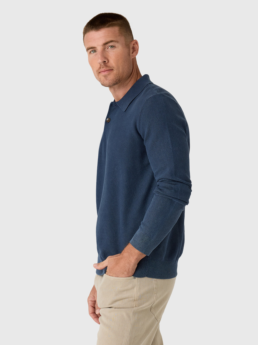 Faherty Brand Men's Lightweight Sunwashed Sweater Polo - Saint Bernard