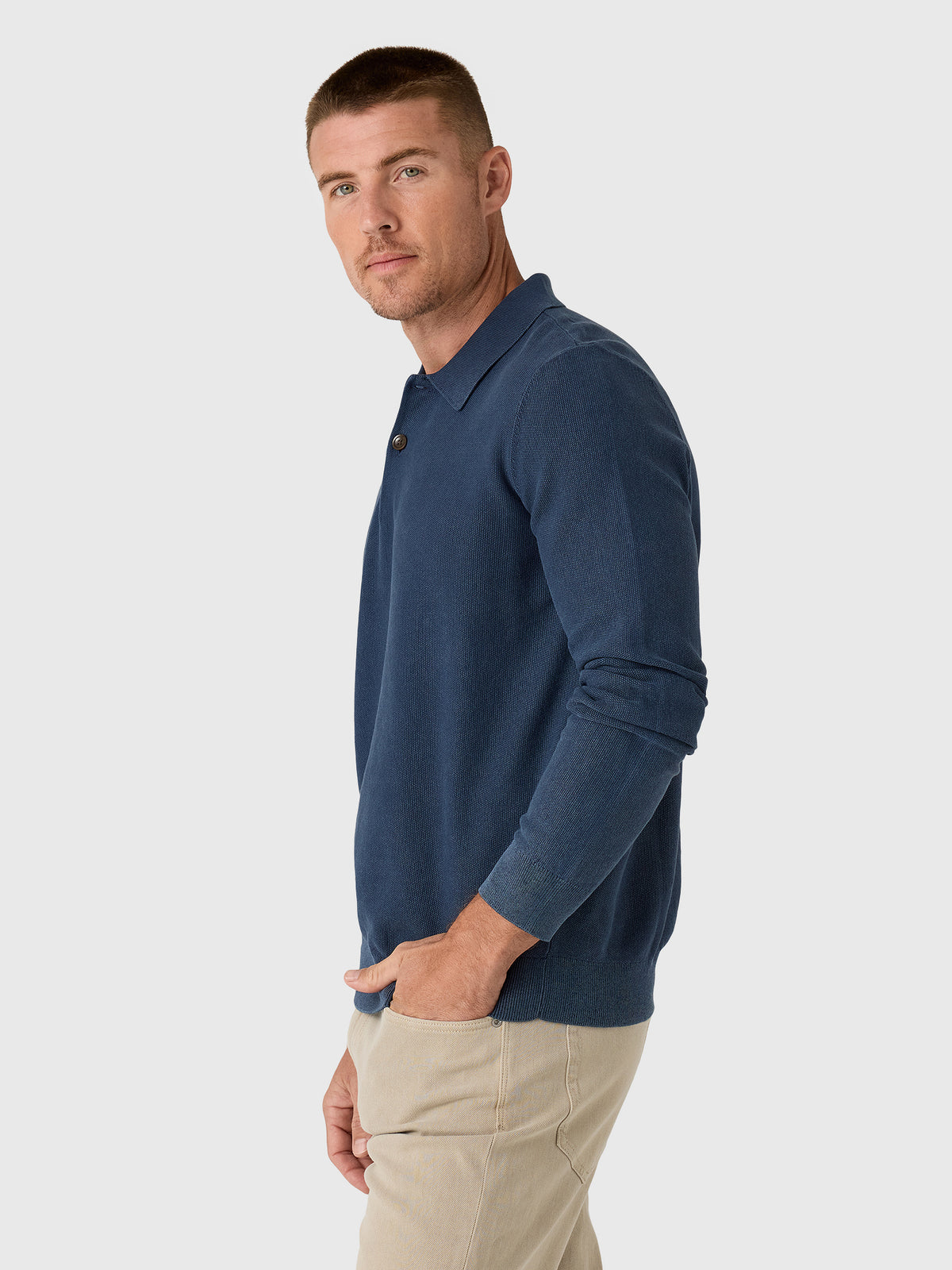 Faherty Brand Men's Lightweight Sunwashed Sweater Polo - Saint Bernard