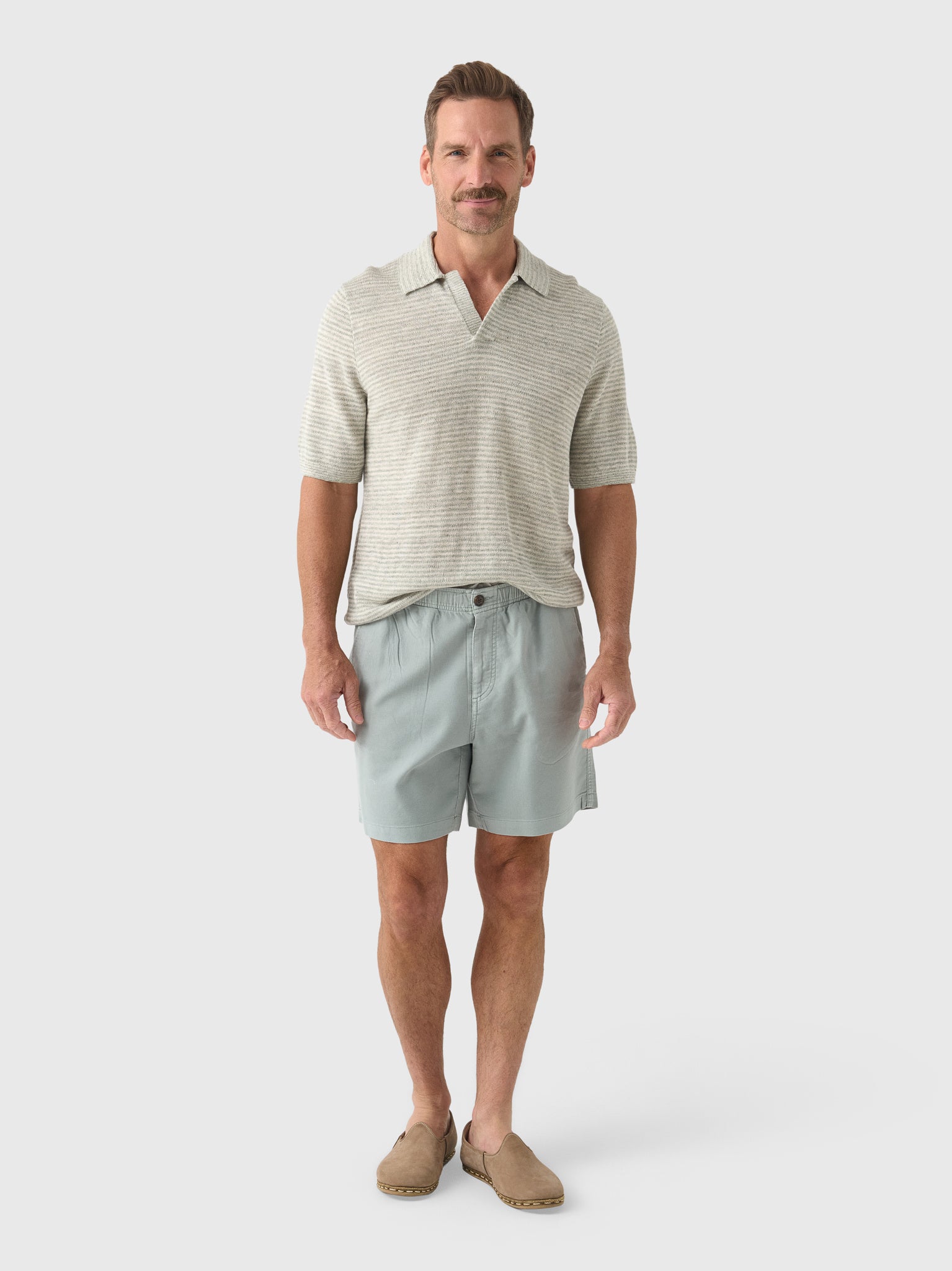 Faherty Brand Men's Short-Sleeve Linen Sweater Polo - Saint Bernard